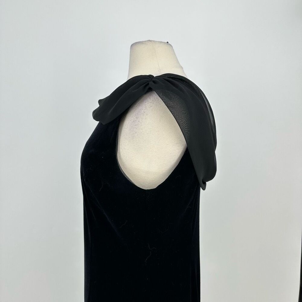 Vintage 90’s Robbie Bee Formal Dress Black Velvet Maxi Boat Neck Goth Size M - Picture 12 of 12